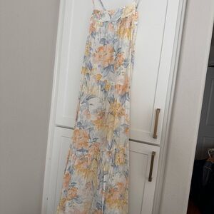 Abercrombie & Fitch Cream Floral Maxi Dress with Blue & Yellow Accents